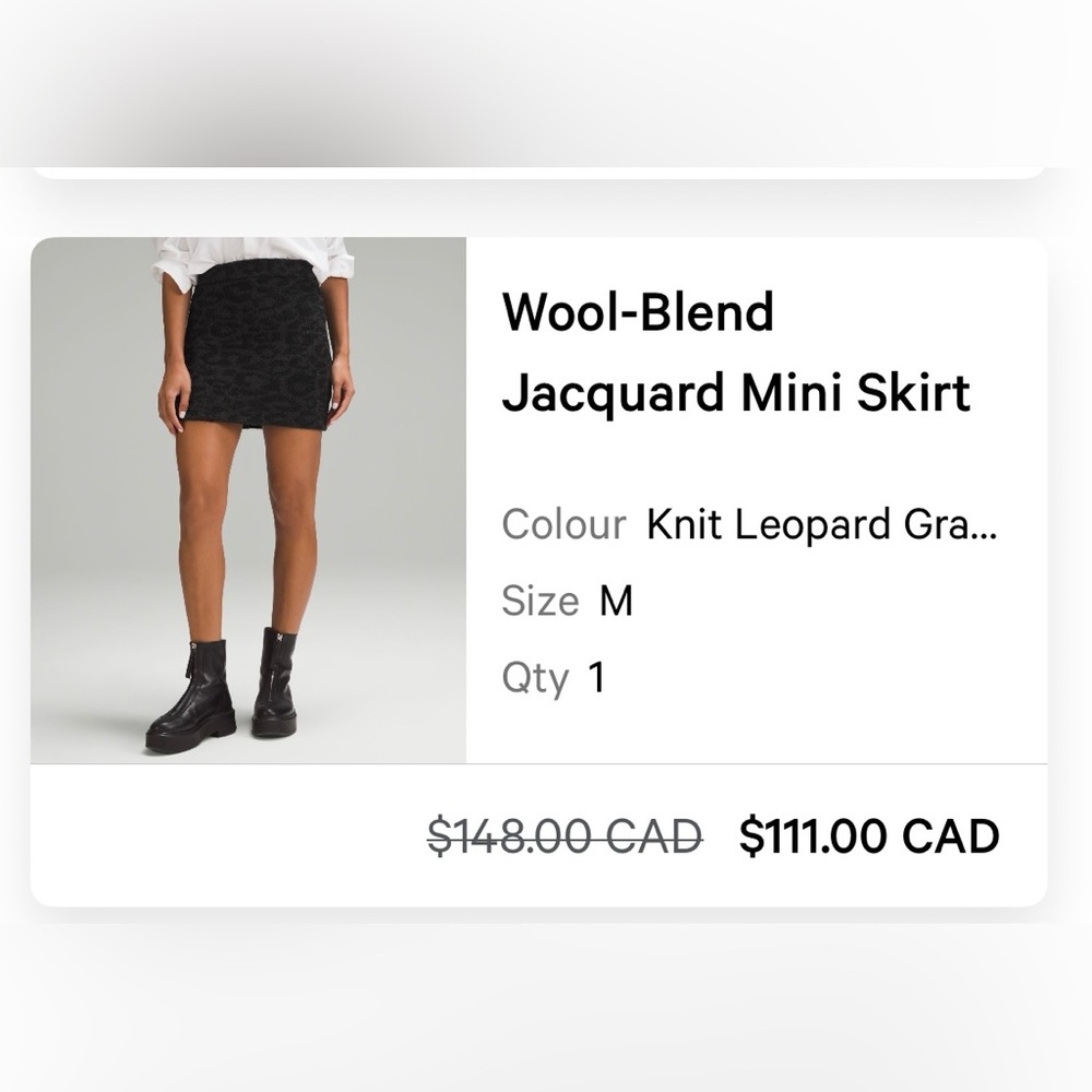 Lululemon merino wool mini skirt
